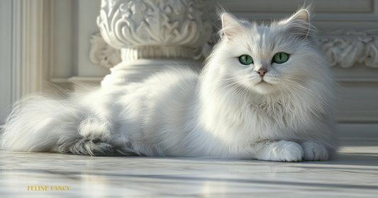 Chinchilla Cat with big green eyes.