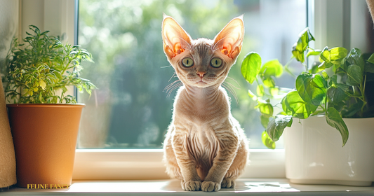 Devon Rex Grey Cat, With Large Rex Eyes and Rex Ears.