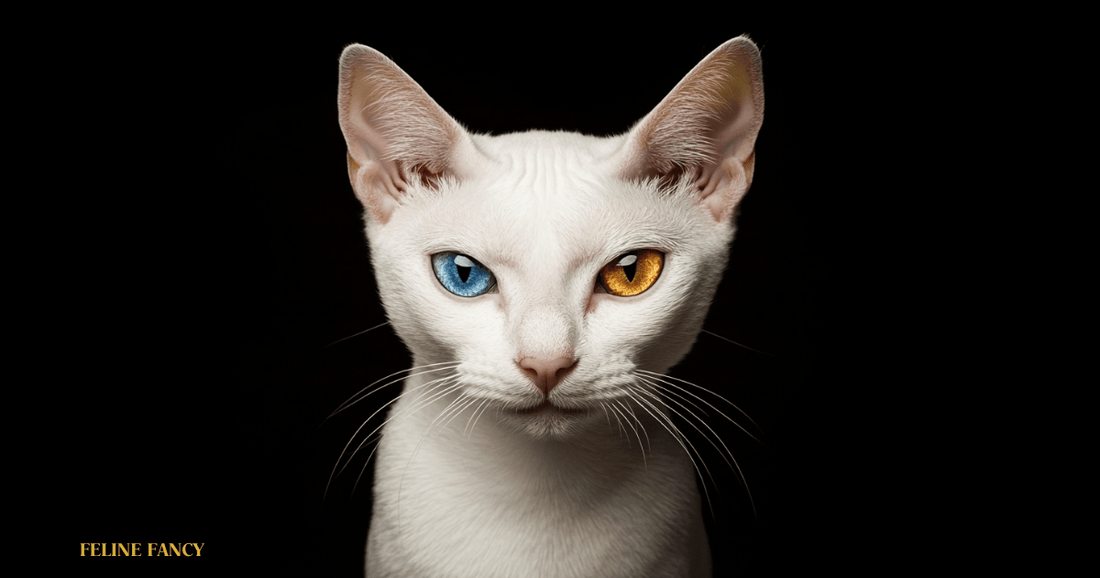 A Khao Manee cat looking amazing with black background