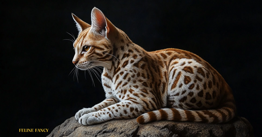 Savannah cat with Feline Fancy Logo.