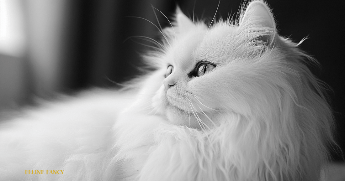 White Persian Cat with Feline Fancy Logo.