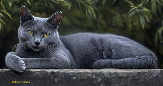 Russian Blue with Feline Fancy Logo.