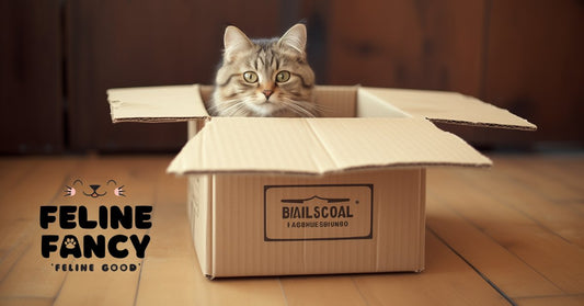 cat in box with feline fancy logo