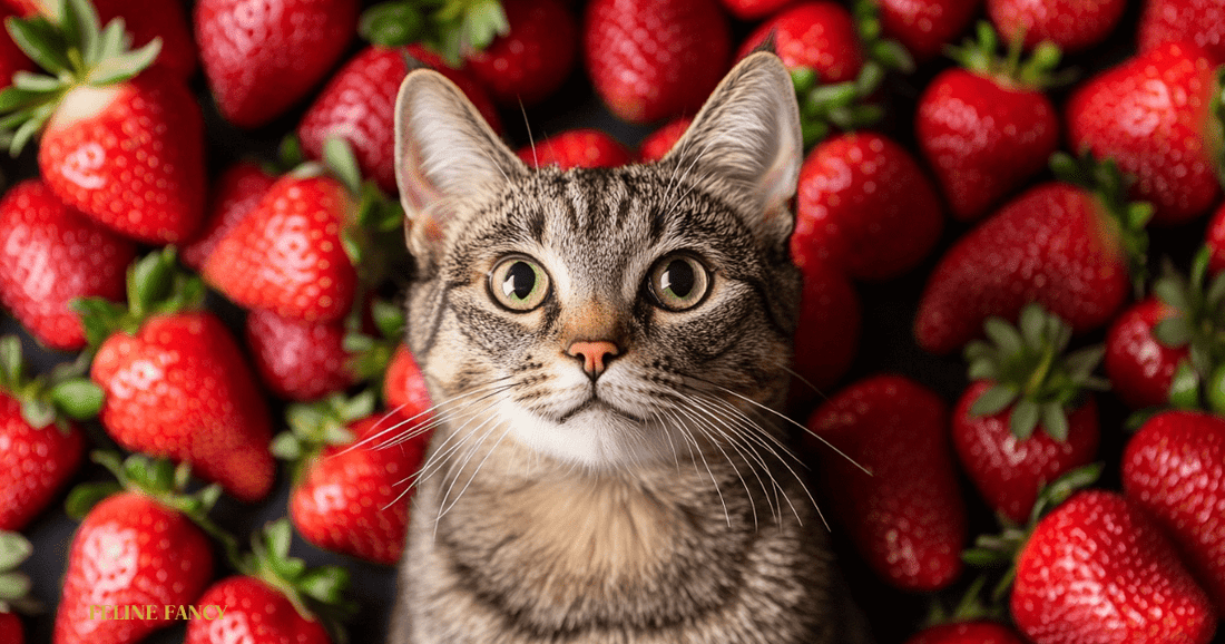 Cats and Strawberries with Feline Fancy Logo