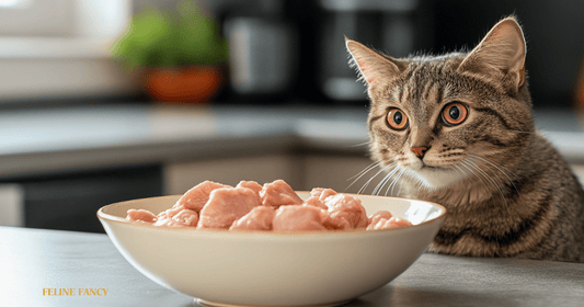 Can Cats Eat Raw Chicken with Feline Fancy Logo.