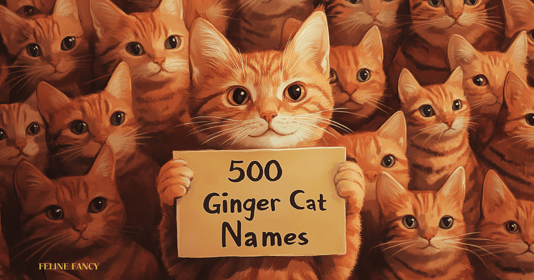 500 Ginger Cat Names with Feline Fancy Logo.