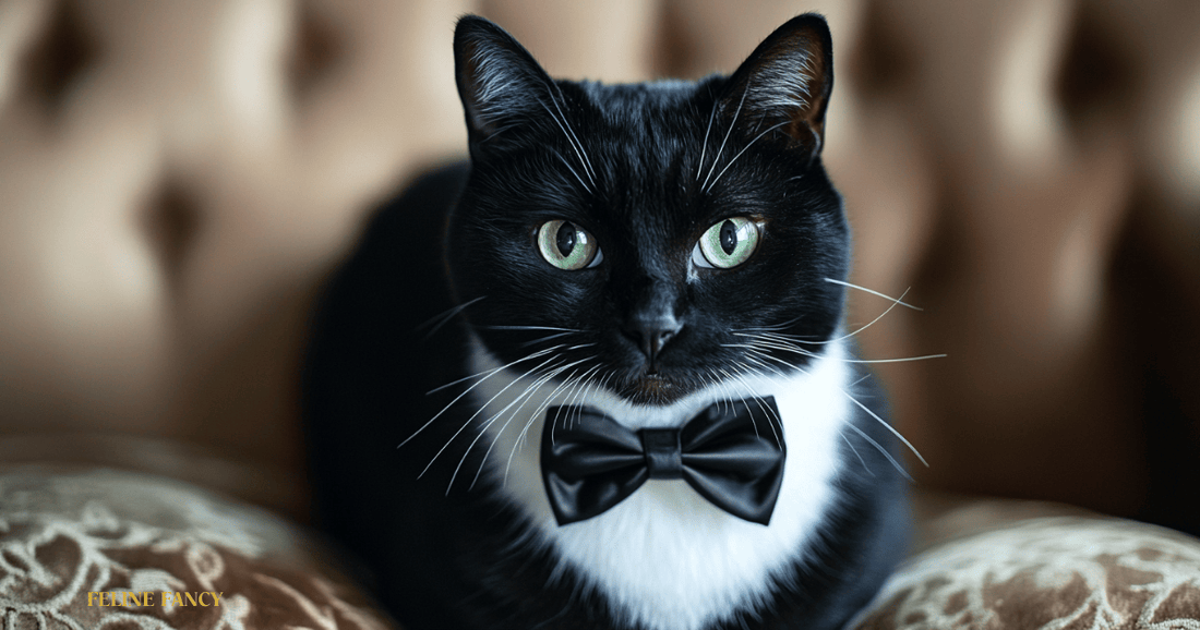 Black and White Cat with Bow Tie