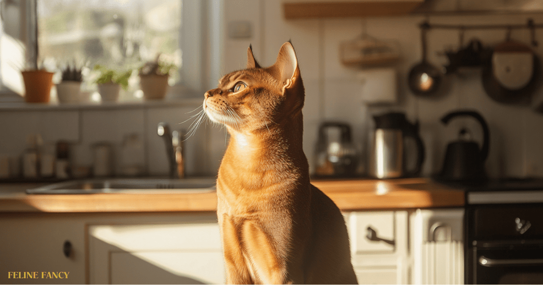 Abyssinian cat looking cute.