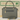 Gray handbag with gold accents on a light background