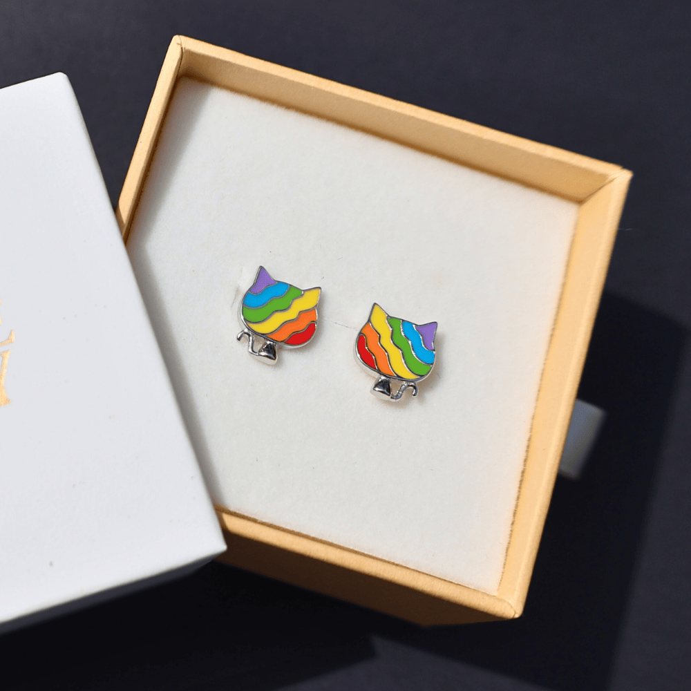 Rainbow Cat Earring