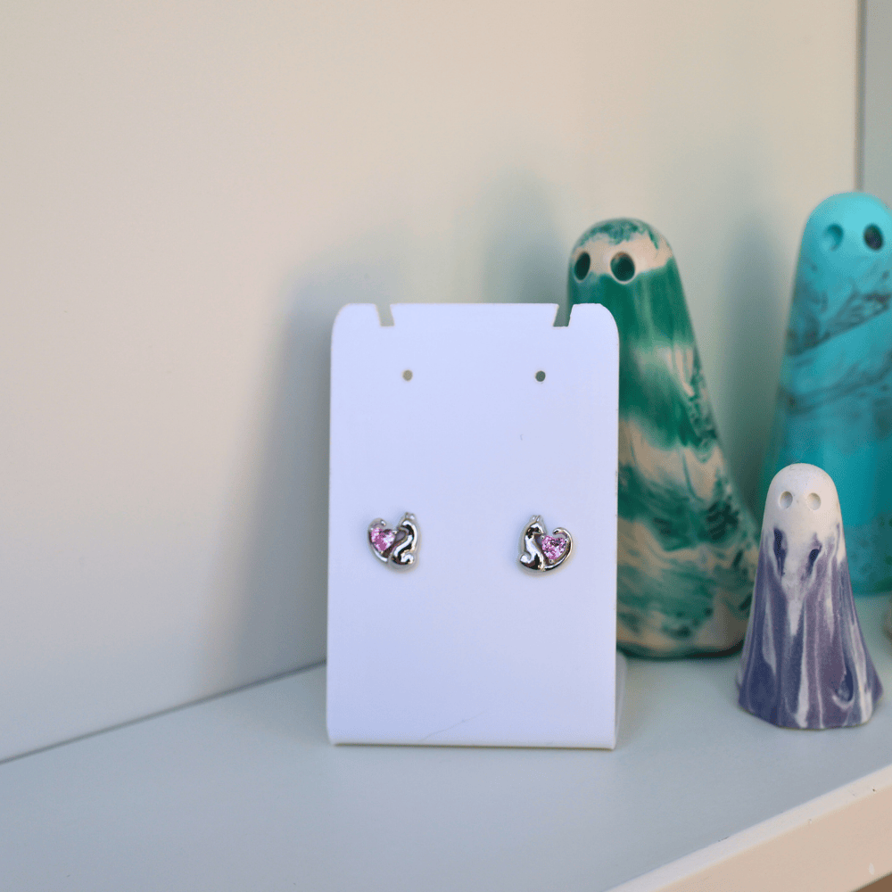 Love Heart Cat Earrings