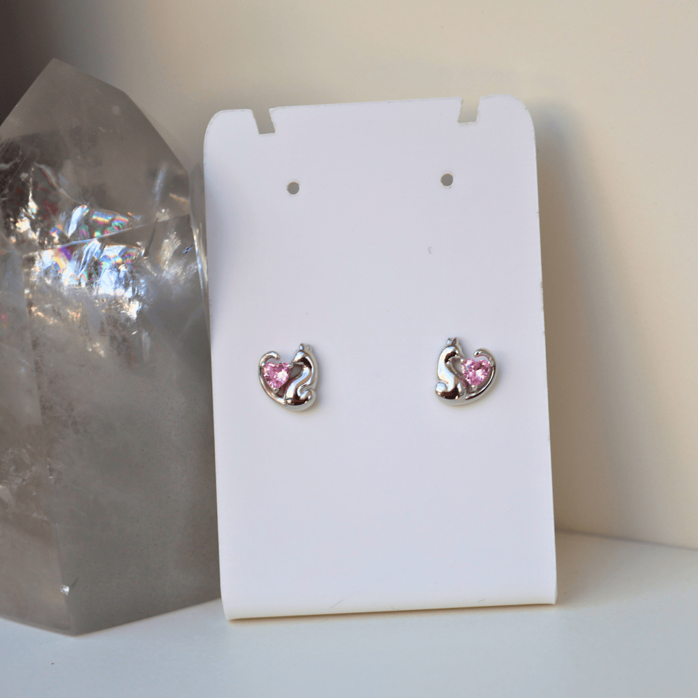 Love Heart Cat Earrings