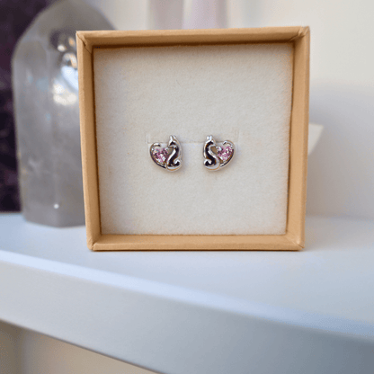 Love Heart Cat Earrings