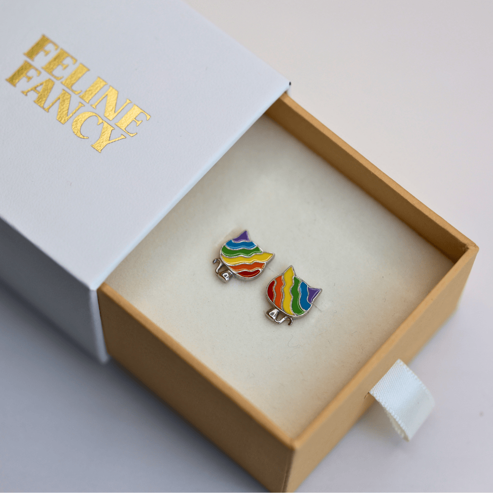 Rainbow Cat Earring