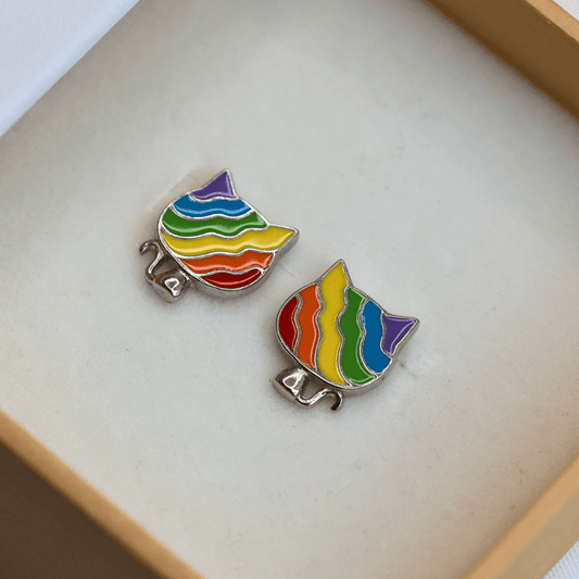 Rainbow Cat Earring