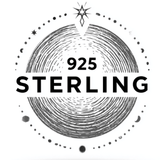 925 Sterling silver logo with circular design and text