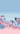 Cartoon cats and presents with a blue and pink color scheme