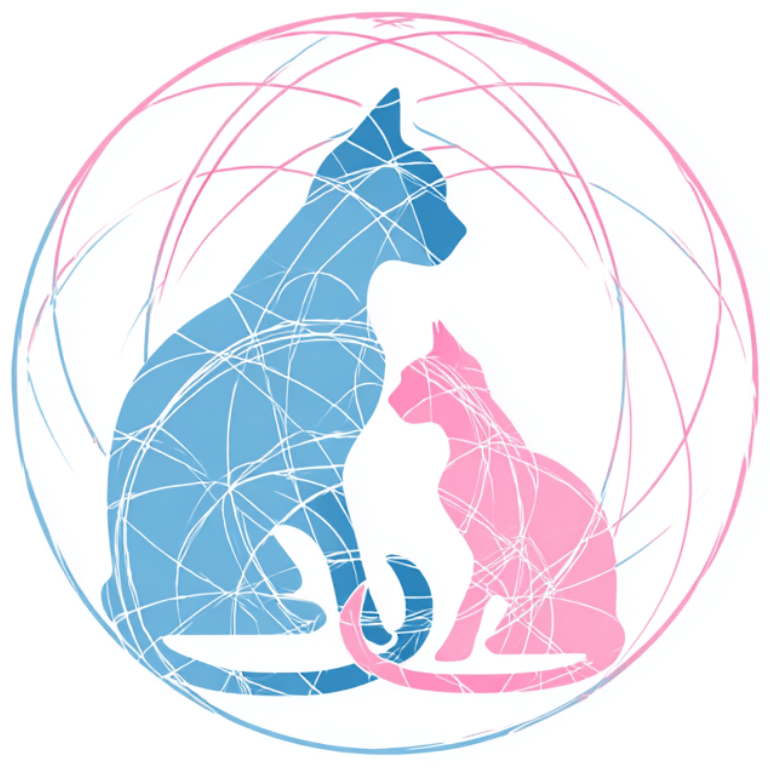 cat silhouette intertwined with a creative geometric pattern