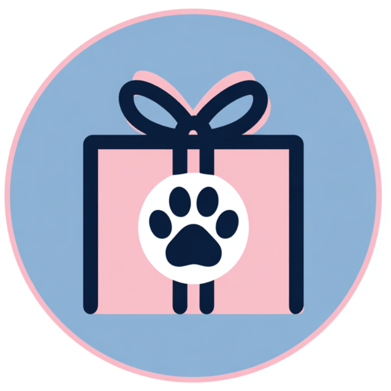 beautifully wrapped present with a cat paw print on the tag