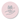 Circular pink sticker with a hand holding a gift icon on a light pink background