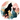 Silhouettes of cats surrounded by floral elements on a circular background