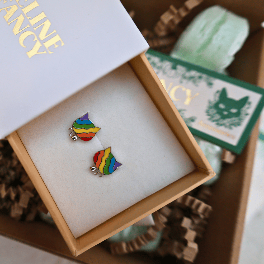 Rainbow Cat Earring