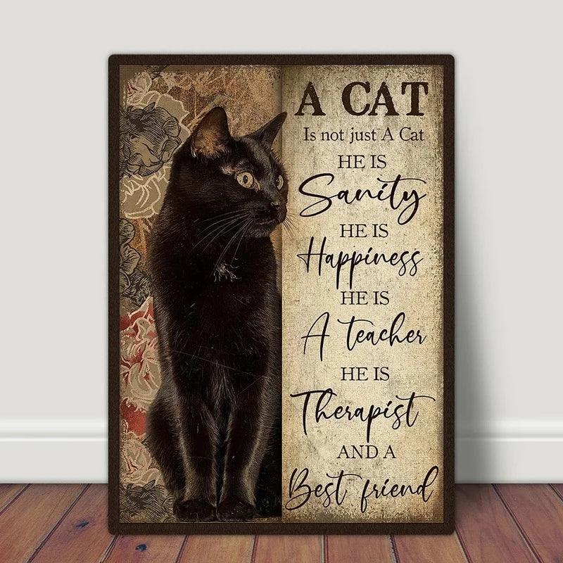 Black Cat Canvas Artwork - Feline Fancy