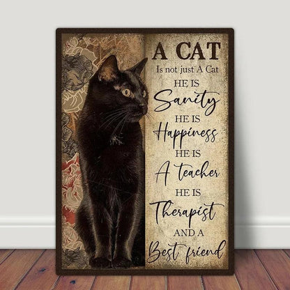 Black Cat Canvas Artwork - Feline Fancy