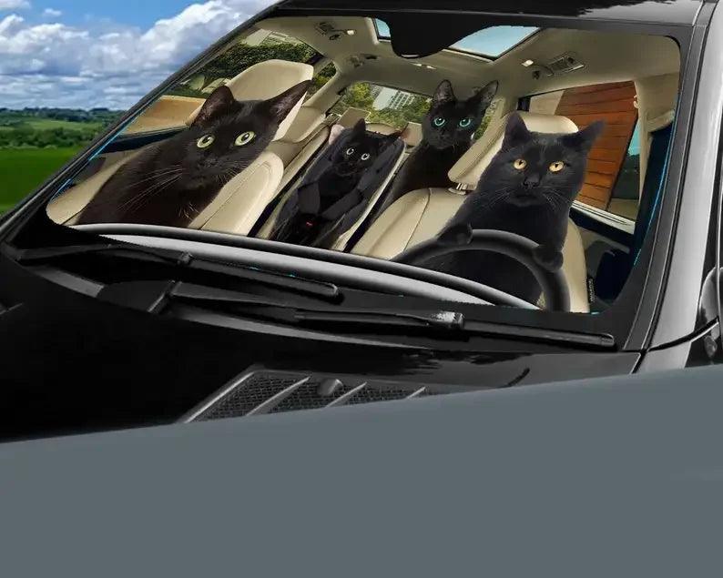 Black Cat Car Sunshade - Feline Fancy