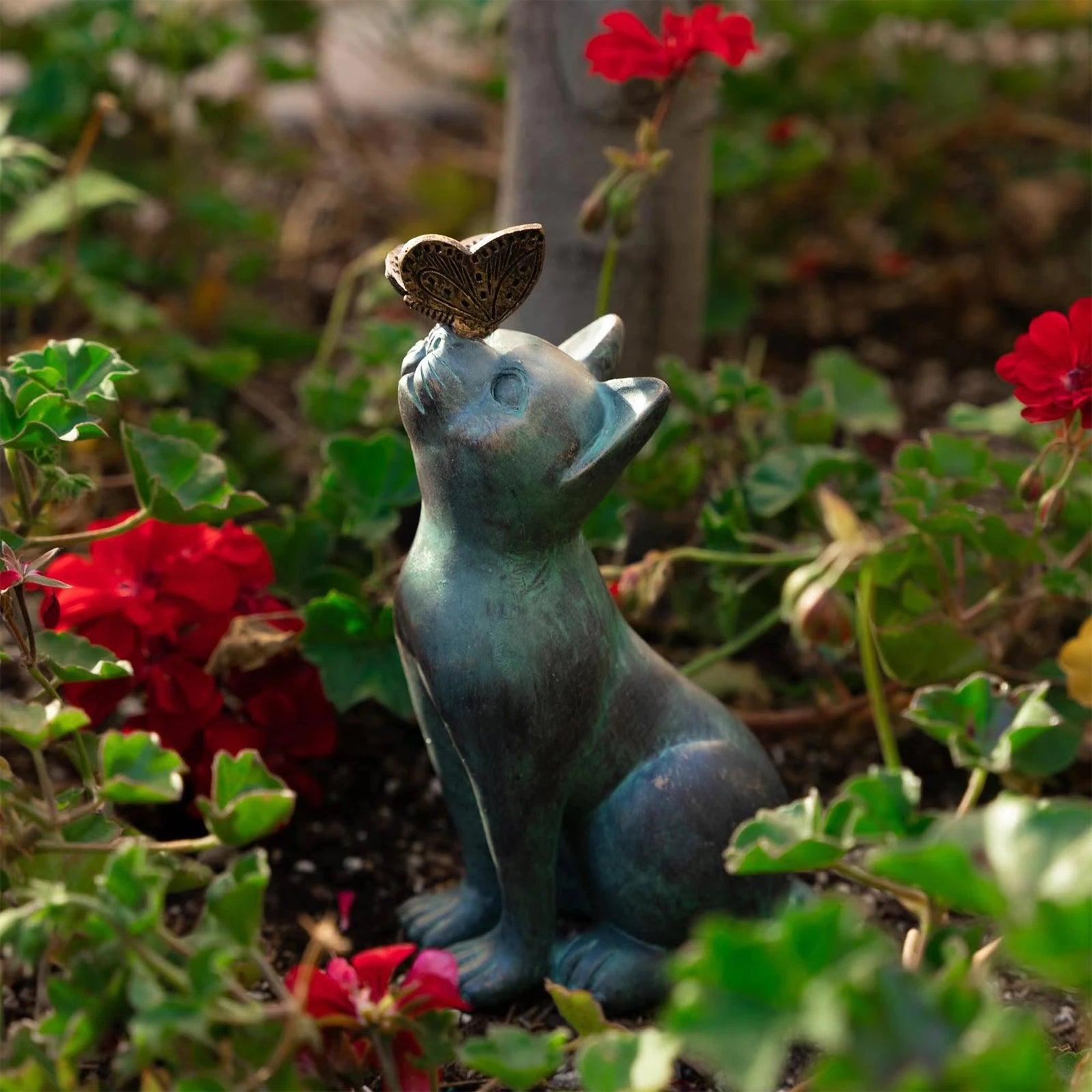 Black Cat Garden Statue - Feline Fancy