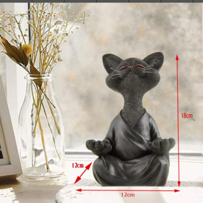 Black Cat Meditation Statue - Feline Fancy