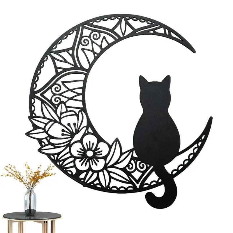 Black Cat Moon Wall Art - Feline Fancy