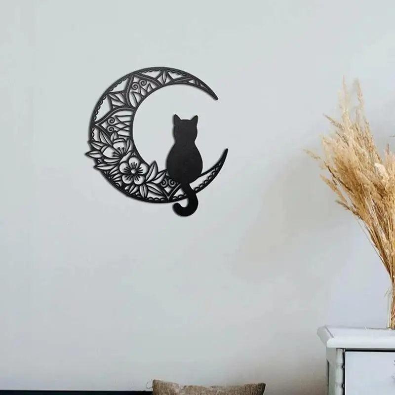 Black Cat Moon Wall Art - Feline Fancy