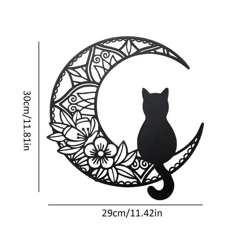 Black Cat Moon Wall Art - Feline Fancy