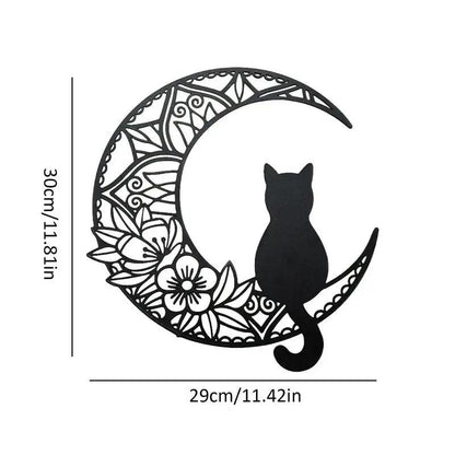 Black Cat Moon Wall Art - Feline Fancy