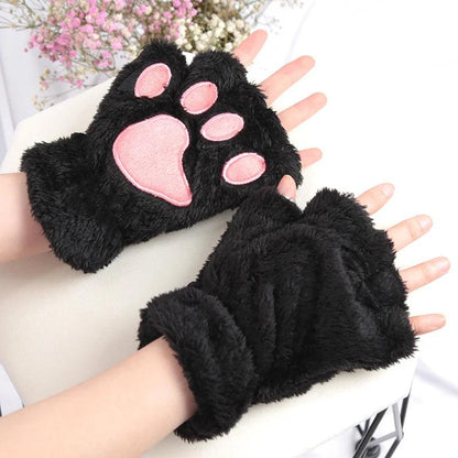 Black Cat Warm Gloves - Feline Fancy