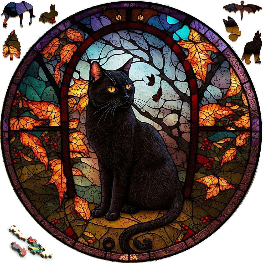 Black Cat Wooden Puzzle - Feline Fancy