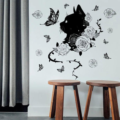 Cat & Butterfly Wall Sticker - Feline Fancy