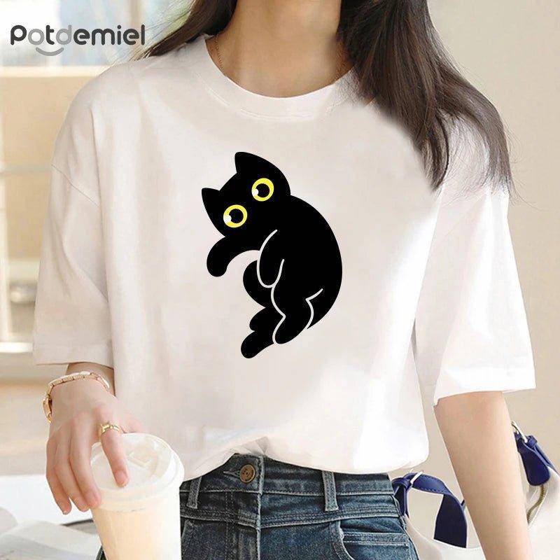 Black Cat T-Shirt designed to showcase your love for cats in a subtle, stylish way