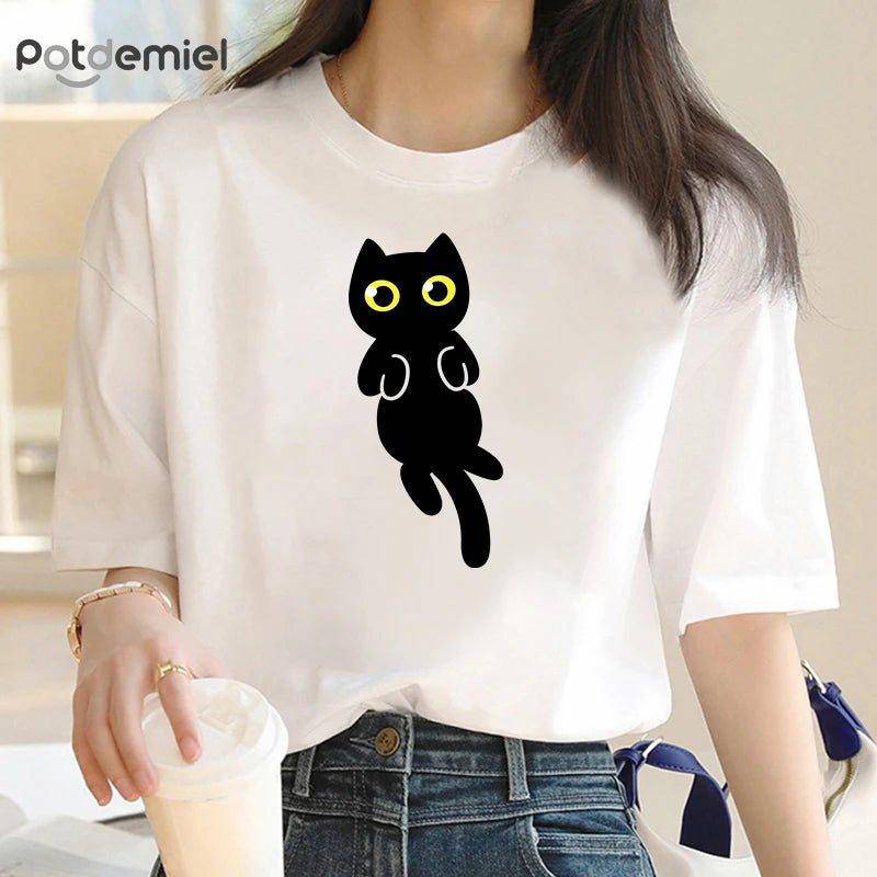 The Black Cat T-Shirt is a versatile addition to any cat lover's closet, perfect for casual outings or lounging