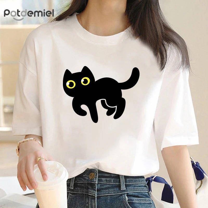 Show off your unique style with the Black Cat T-Shirt, adding a feline-inspired element to your casual outfits