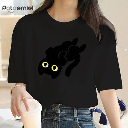 The Black Cat T-Shirt is a must-have for anyone who loves minimalist design and feline-inspired fashion