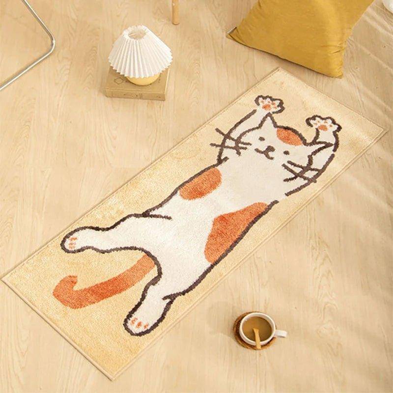 Crafted with durable, soft materials, the Funny Jump Cat Rug is both a functional and whimsical home accessory