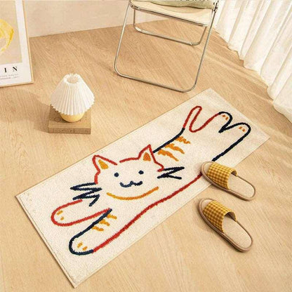 Funny Jump Cat Rug featuring a playful design of a cat mid-jump, adding humor and charm to any room