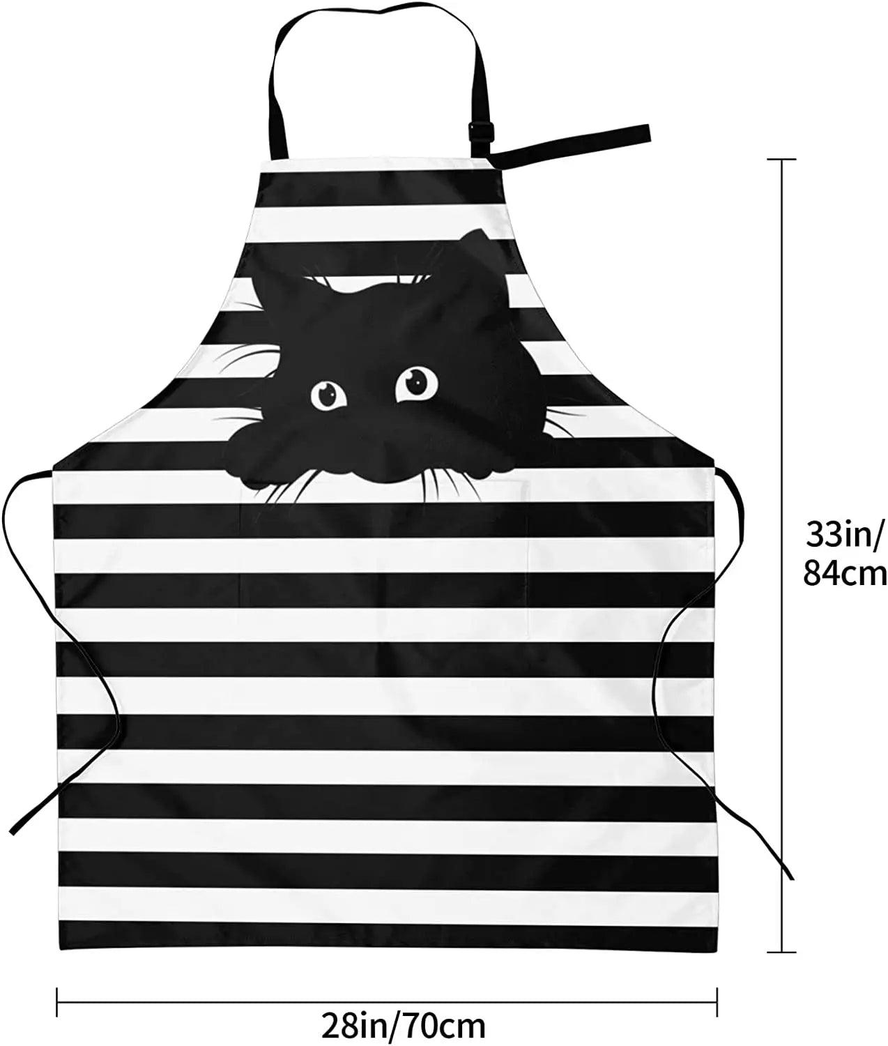 Durable Black Cat Cooking Apron made from high-quality, breathable fabric.