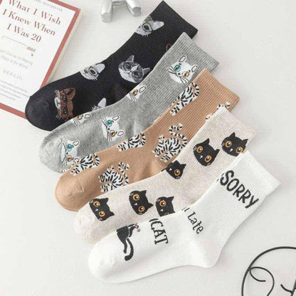 The Cute Cat Socks combine comfort with an adorable cat motif, perfect for casual or cozy wear