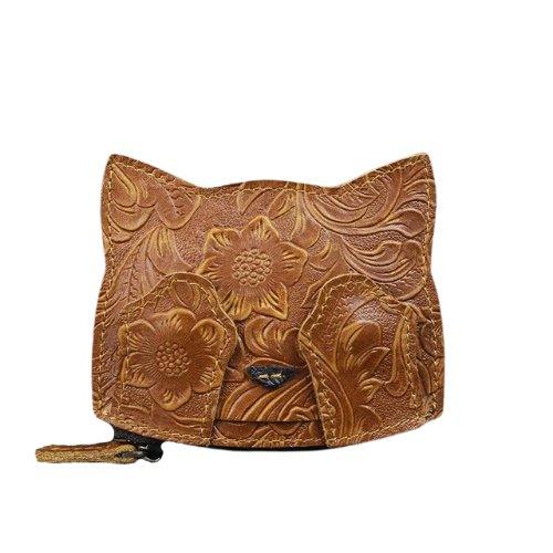 Leather Shy Cat Purse featuring a sleek design with a subtle, shy cat motif for a sophisticated yet playful touch