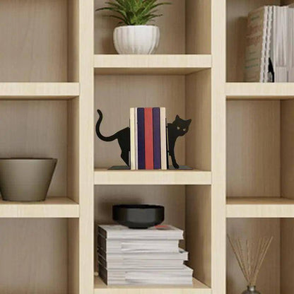 Stylish Black Cat Bookends featuring a sleek and modern design.