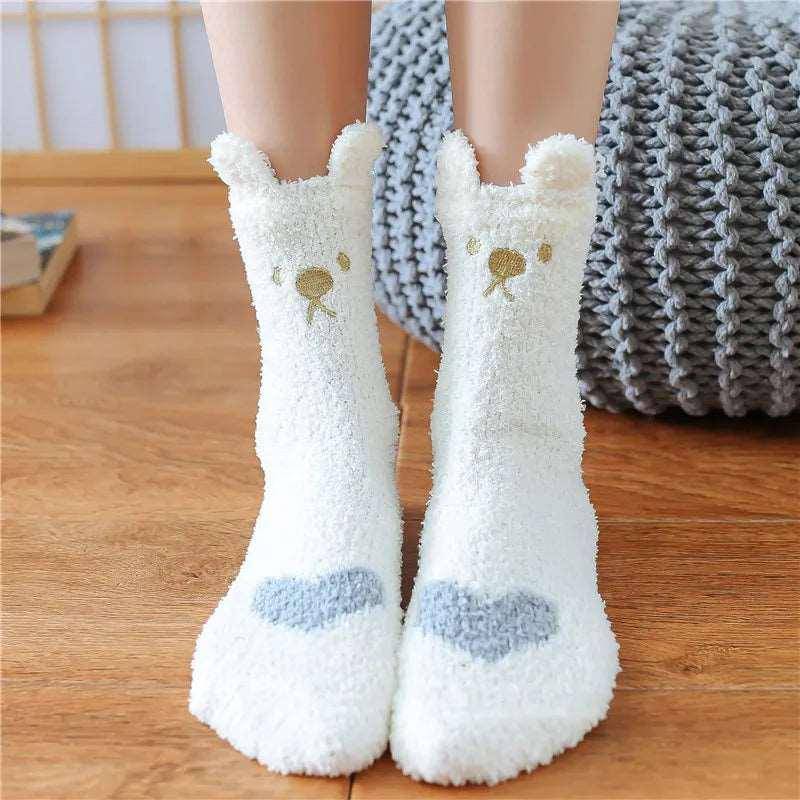 Fluffy Cat Socks featuring a soft, cozy design with an adorable cat motif to keep your feet warm and stylish