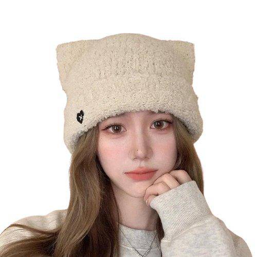 Plush Cat Ear Hat featuring an adorable design with soft, plush cat ears, perfect for staying cozy and cute during colder months